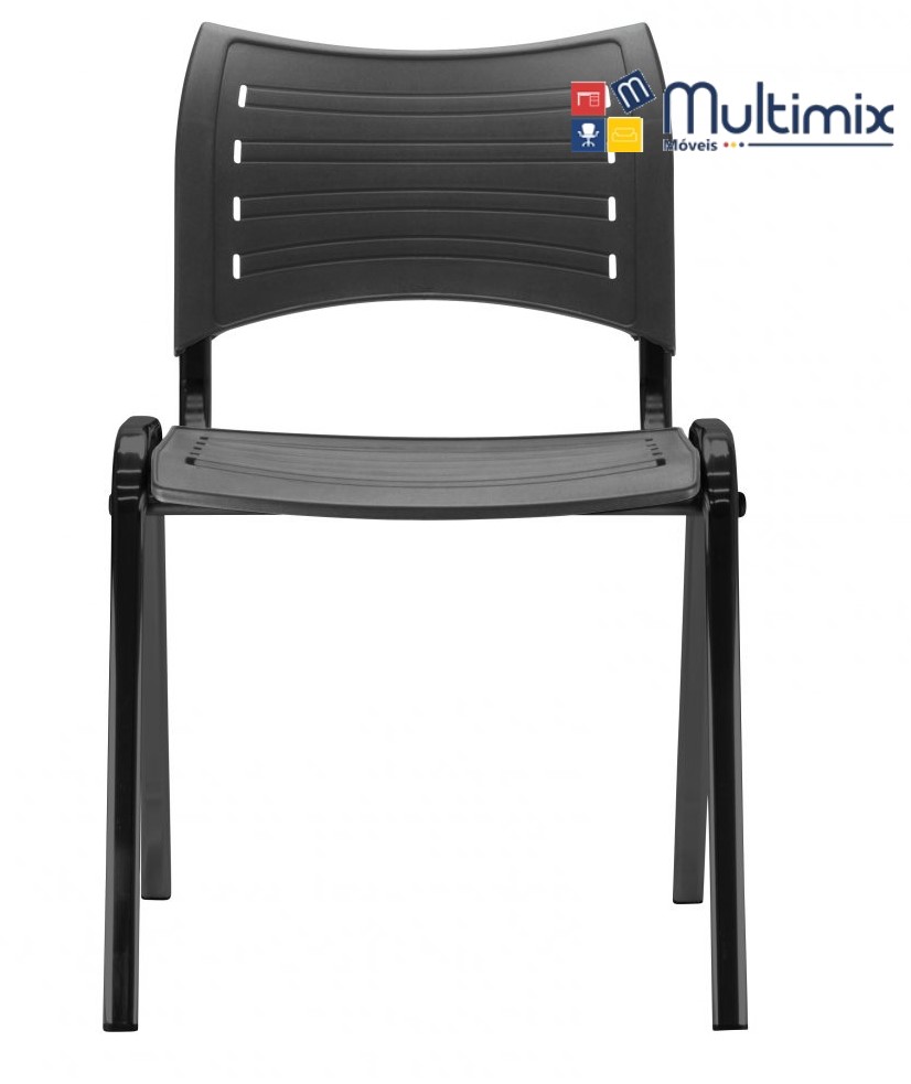 Cadeira Iso I Estrutura Preta/Cinza - Assento e Encosto Preto