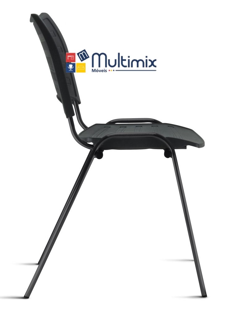 Cadeira Iso I Estrutura Preta/Cinza - Assento e Encosto Preto