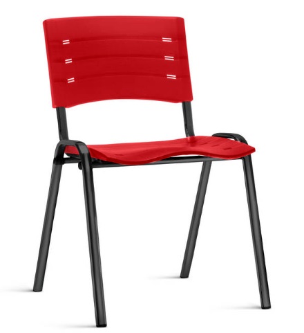 Cadeira NEW ISO Fixa Empilhável | Estrutura Preta - Assento e encosto Colorido