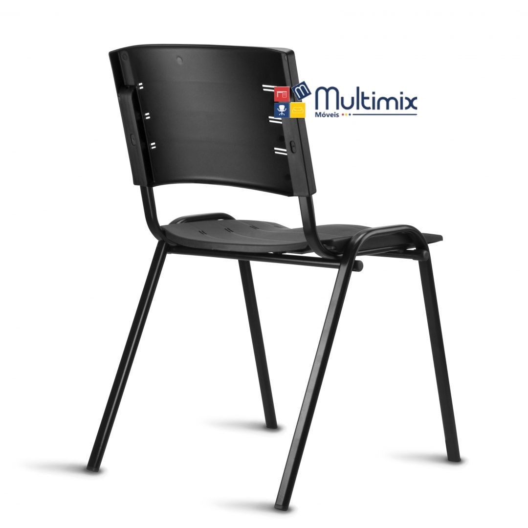 Cadeira New Iso I Estrutura Cinza/Preta - Assento e Encosto Preto