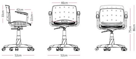 Cadeira Ergoplax Mais Secretária giratória | Com braços - Assento Polipropileno