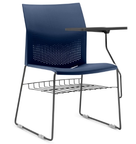 Cadeira Connect Universitária - Prancheta Escamoteável - Base Cinza e Preto I Suporte para Livros