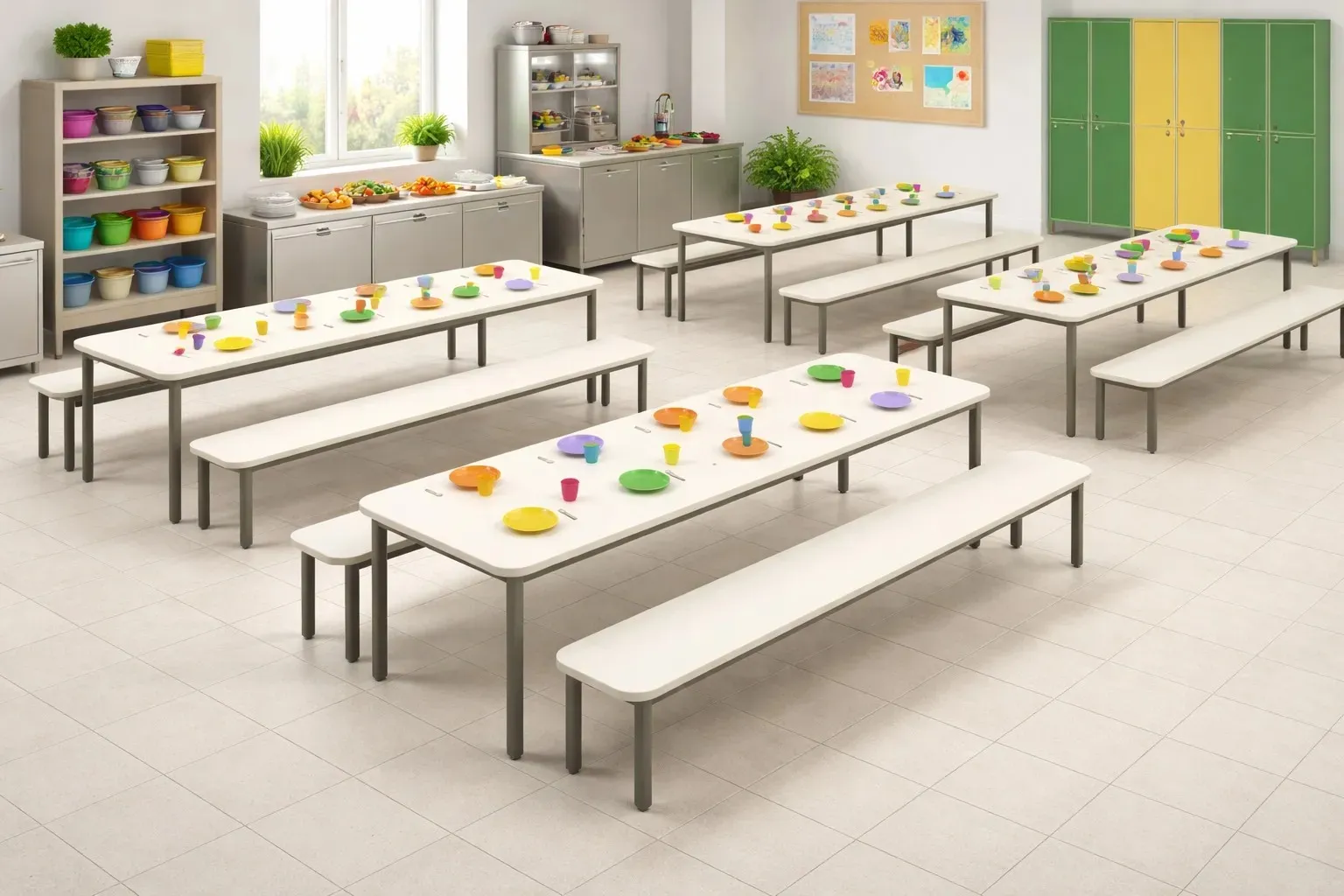 Mesa para Refeitório Escolar INFANTIL - 8 lugares