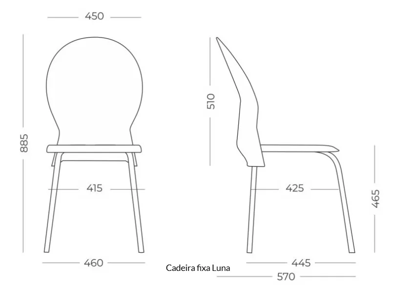 Cadeira Luna em Polipropileno - Assento Preto / Estrutura Azul l Frisokar