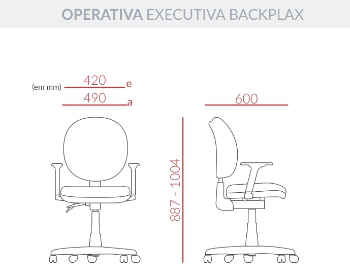 Cadeira Operativa Executiva Backplax - Base Standart *Braço Regulável