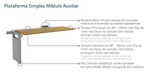 Plataforma Simples Módulo Auxiliar - L 1100 | P 720 | A 740 - Work Pro Advanced 25mm