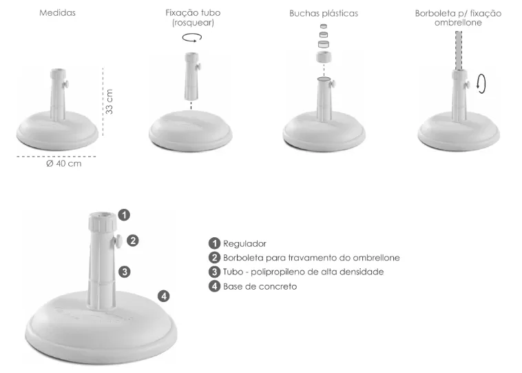 Base Para Ombrelone em Concreto 16kg - Branca