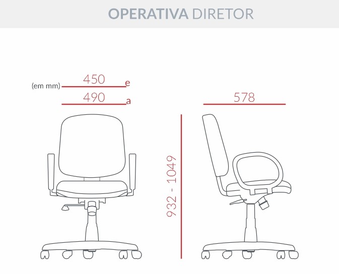 Cadeira Operativa Premium Diretor - Base Standart *Sem Braços