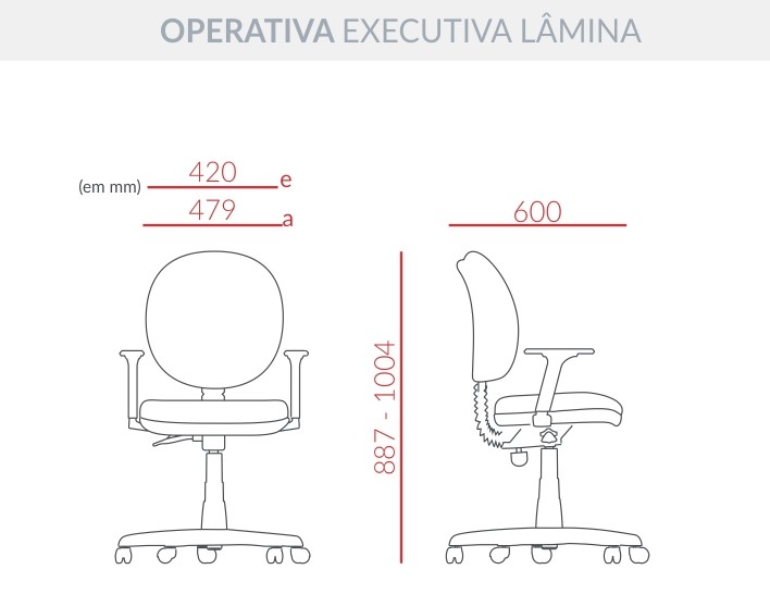 Cadeira Operativa Executiva Lâmina - Base Standart *Braço Regulável