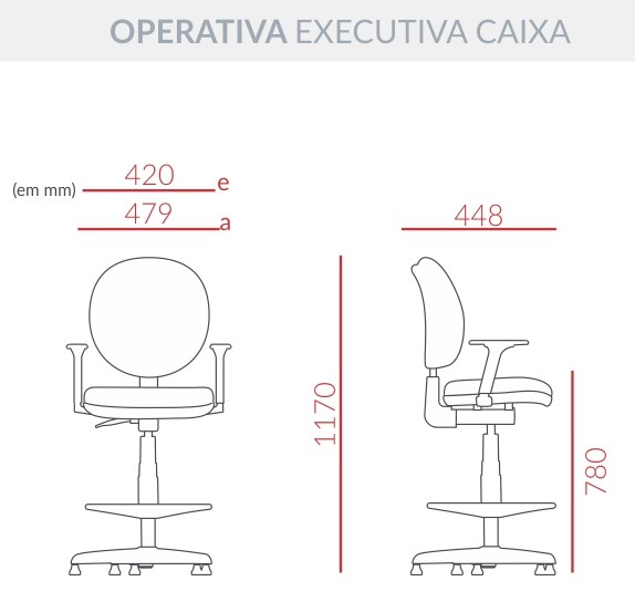 Cadeira Ergonômica Operativa Caixa Executiva com Backplax *Braços Reguláveis