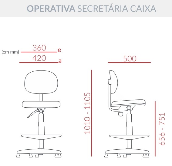 Cadeira Ergonômica Operativa Caixa Secretária *Sem Braços
