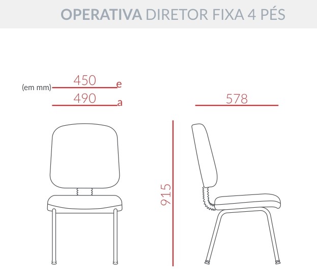 Cadeira Operativa Premium Diretor - Base 4 Pés *Sem Braços