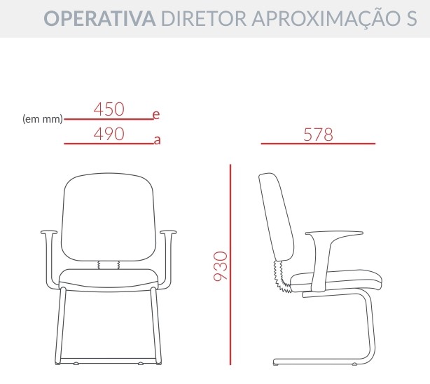 Cadeira Operativa Premium Diretor - Base Aproximação *Braço Corsa