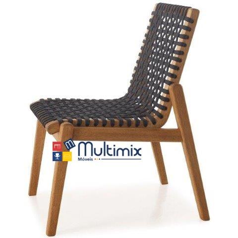 Cadeira em Madeira Corda Preta | Linha Traço- Alt. 0,85 cm X Larg. 0,52 cm X Prof. 0,62 cm *sem Braço - Espaço Casa e Jardim