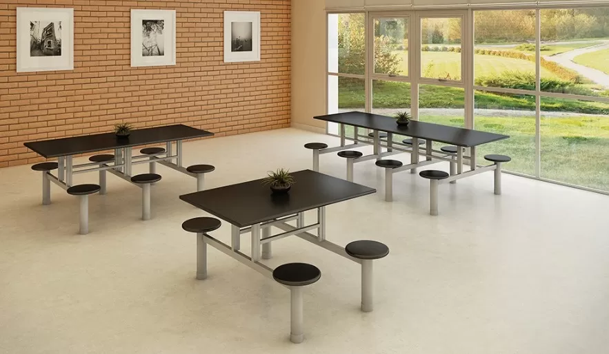Mesa Refeitório 2 Lugares - Larg. 1,20 m x Prof. 80 cm x Alt.72 cm | Tampo Mdp 25mm Melamínico
