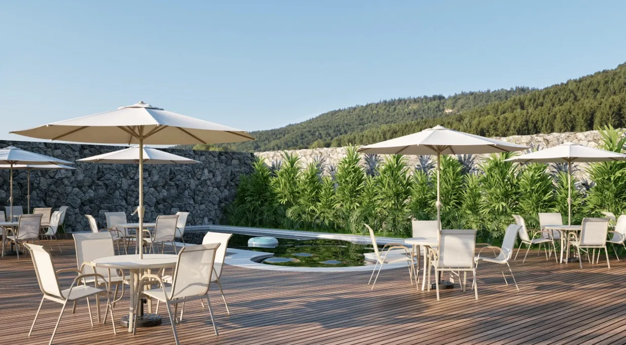 Ombrelone Summer - Central 2,70 m | Haste Bege - Cobertura Bege