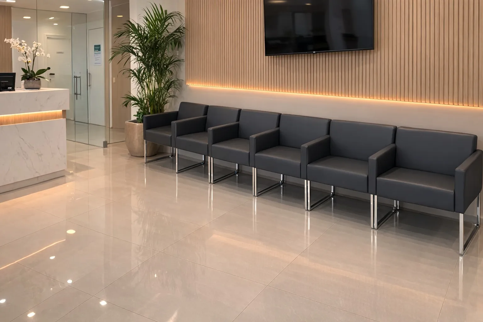 Poltrona para Recepção - Sit | Estrutura Cromada