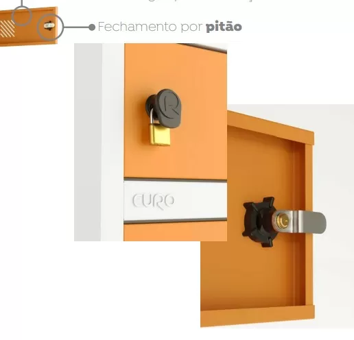 Locker em aço | Porta Celular e Objetos - 20 Portas | Fechadura - Pitão para cadeado, Cores Diversas