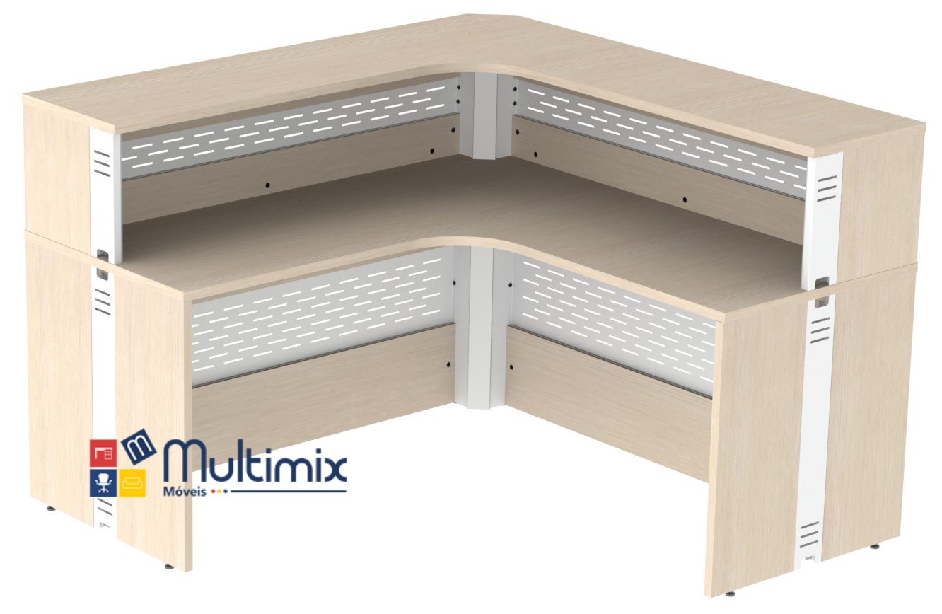 Balcão para Recepção | Attuale 25 mm Cores - Medida 1,60 X 1,60 Painel Misto