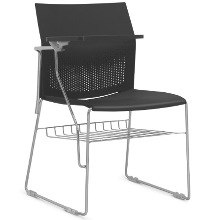 Cadeira Connect Universitária - Prancheta Escamoteável - Estrutura Cromada I Suporte para Livros