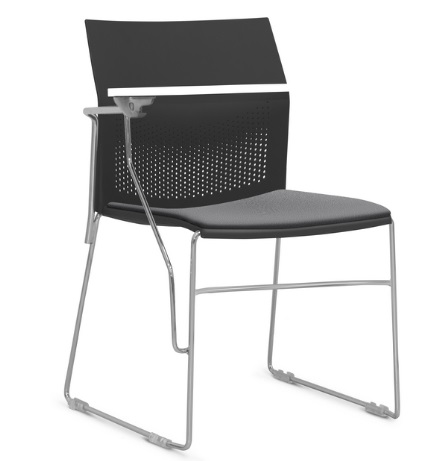 Cadeira Connect Universitária - Prancheta Escamoteável | Estrutura Cromada *Assento Estofado 