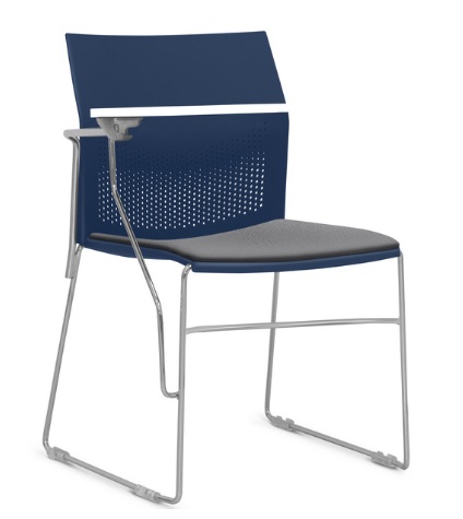 Cadeira Connect Universitária - Prancheta Escamoteável | Estrutura Cromada *Assento Estofado 