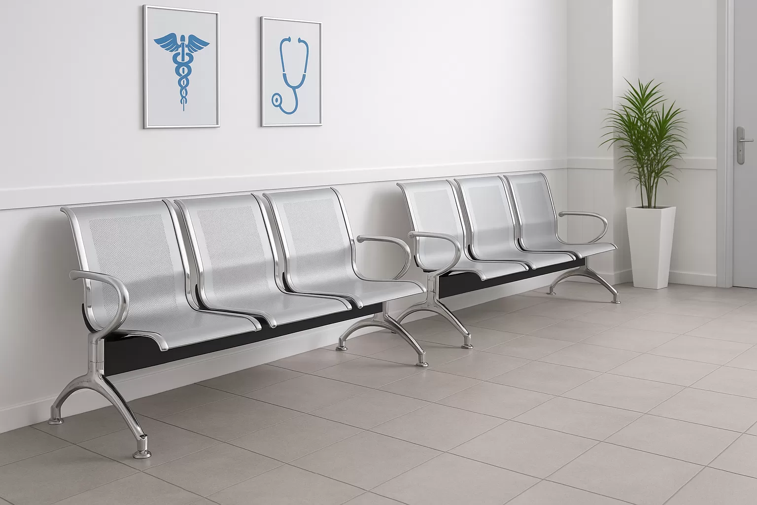 Cadeira Longarina Aeroporto Charm 2 Lugares - Metálica Cromada | sem Estofado