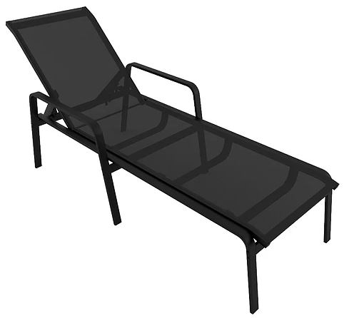 Espreguiçadeira para Piscina Summer - Alumínio Preto, Tela Sling Preta | Empilhável