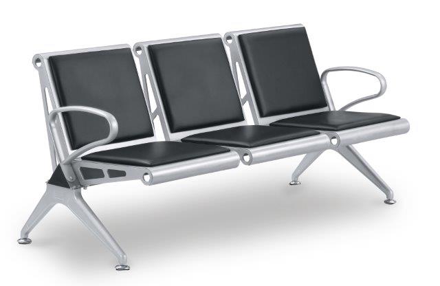 Cadeira Longarina Aeroporto Elegance 3 Lugares - Metálica Reforçada | Estofada