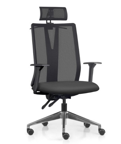  Cadeira Para Escritório ADDIT - Espaldar Alto, Assento Estofado, Com Encosto De Cabeça *Cromada