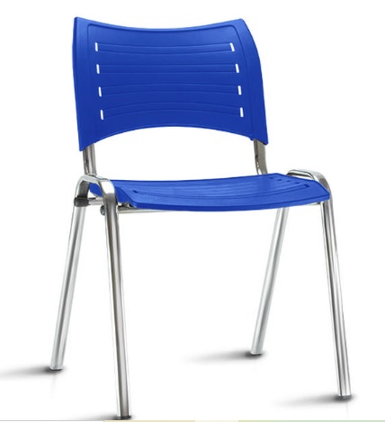Cadeira ISO Fixa Empilhável | Estrutura Cromada - Assento E Encosto Colorido