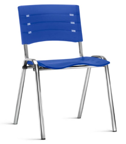 Cadeira NEW ISO Fixa Empilhável | Estrutura Cromada - Assento E Encosto Colorido 