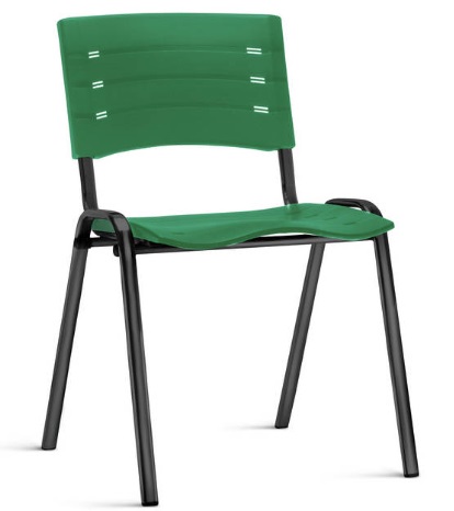 Cadeira NEW ISO Fixa Empilhável | Estrutura Preta - Assento E Encosto Colorido