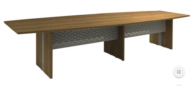 Mesa Reunião Escritório 14 Lugares L Bipartida Painel Em Madeira | Oval 3500 X 1200 - Atualle Impéria 25 Mm *bipartida