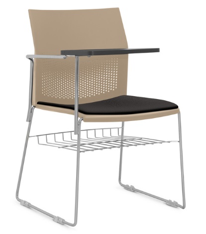 Cadeira Connect Universitária - Prancheta Fixa - Estrutura Cromada | Suporte Para Livros *Assento Estofado
