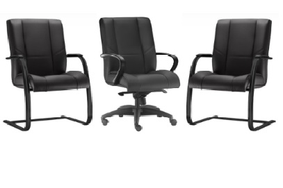 Kit Cadeiras New Onix Diretor + 2 Fixas Aproximação * Base Preta
