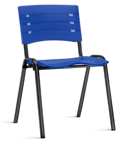 Cadeira NEW ISO Fixa Empilhável | Estrutura Preta Ou Cinza - Assento E Encosto Colorido *Sem Braço