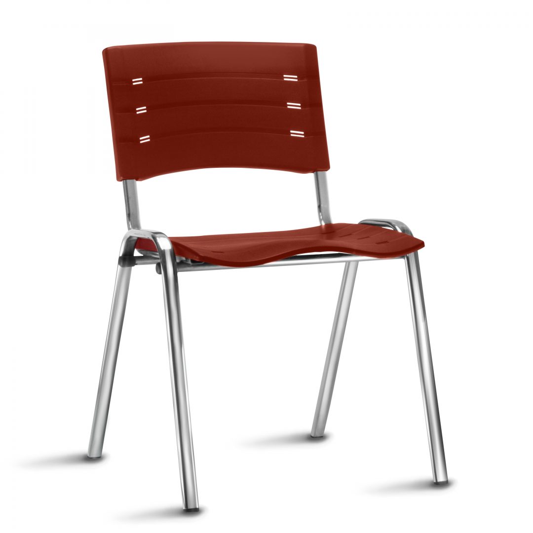 Cadeira NEW ISO Fixa Empilhável | Estrutura Cromada - Assento E Encosto Colorido *Sem Braço