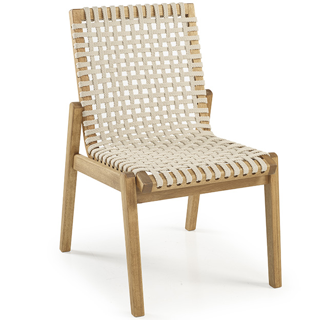 Cadeira Em Madeira Corda Areia | Linha Traço *com Braço - Alt. 0,82 Cm X Larg. 0,53 Cm X Prof. 0,54 Cm 