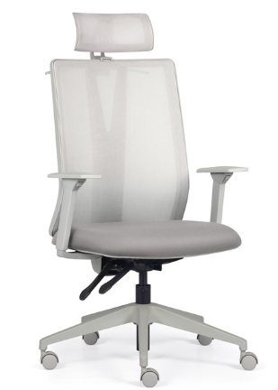 Cadeira Para Escritório ADDIT Presidente - Assento Estofado, Base Nylon- Com Encosto De Cabeça *CINZA