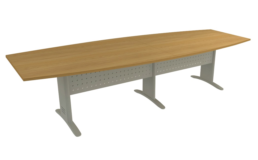 Mesa De Reunião Para Escritório - Semi-Oval Bipartida | Painel Em Aço 3000 X 1100 - Impéria Premium 18 Mm