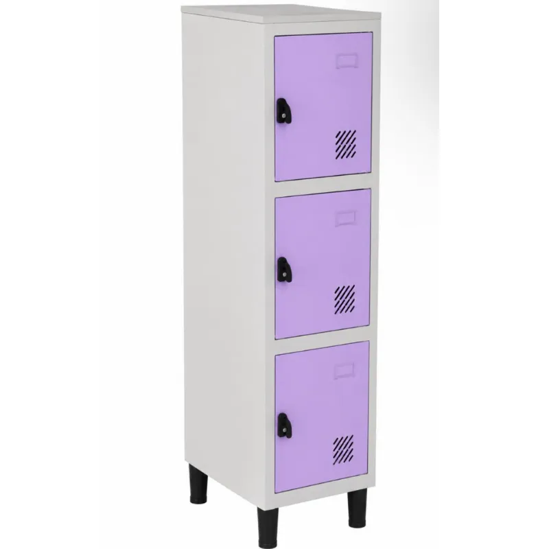 Mini Locker De Aço 3 Portas Pequenas 1/3 | Chapa 26 - Pitão P/ Cadeado - 1220(A)X350(L)X400(P)