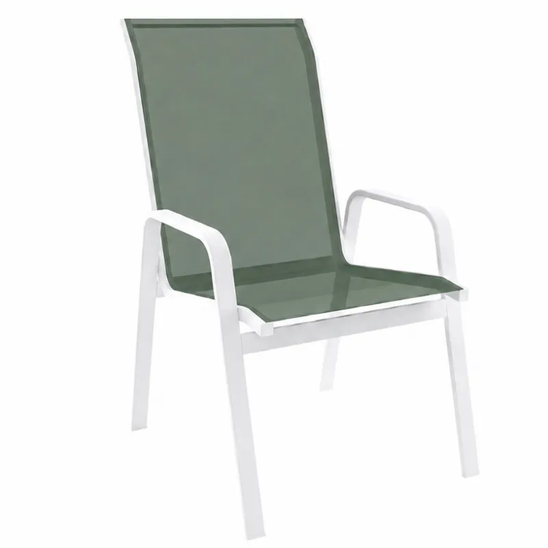 Cadeira Para Piscina Summer - Alumínio Branco, Tela Sling Verde | Empilhável