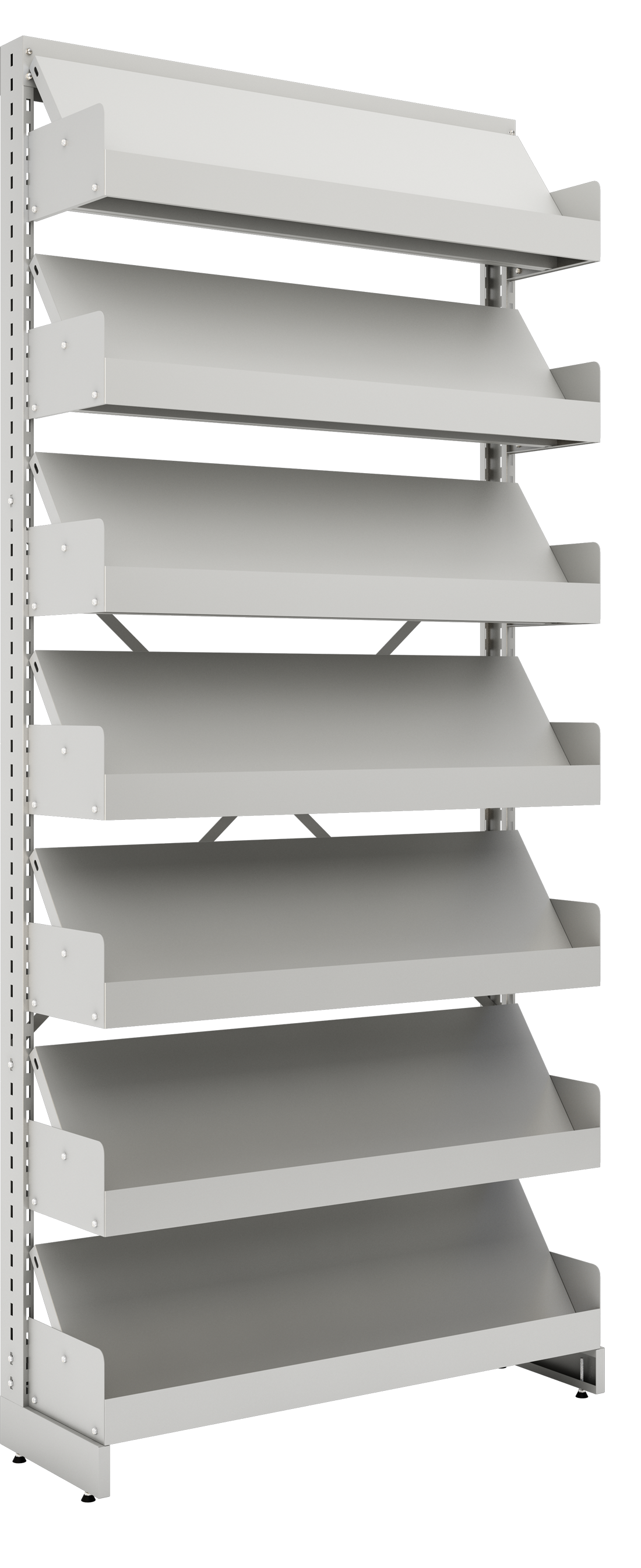 Estante De Aço Para Biblioteca - Ebsr-04 | Base + 6 Prateleiras - Alt. 2,30