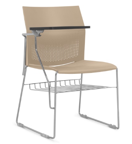 Cadeira Connect Universitária - Prancheta Escamoteável - Estrutura Cromada I Suporte Para Livros