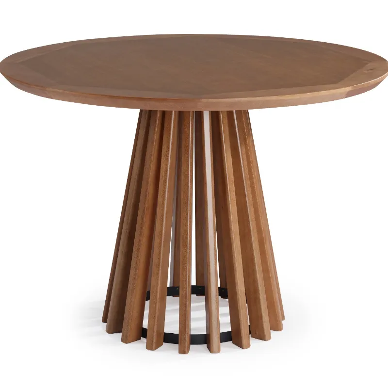 Mesa Para Área Gourmet Redonda Em Madeira Michigan | Acabamento Em Verniz - Com 1,30 M De Diâmetro
