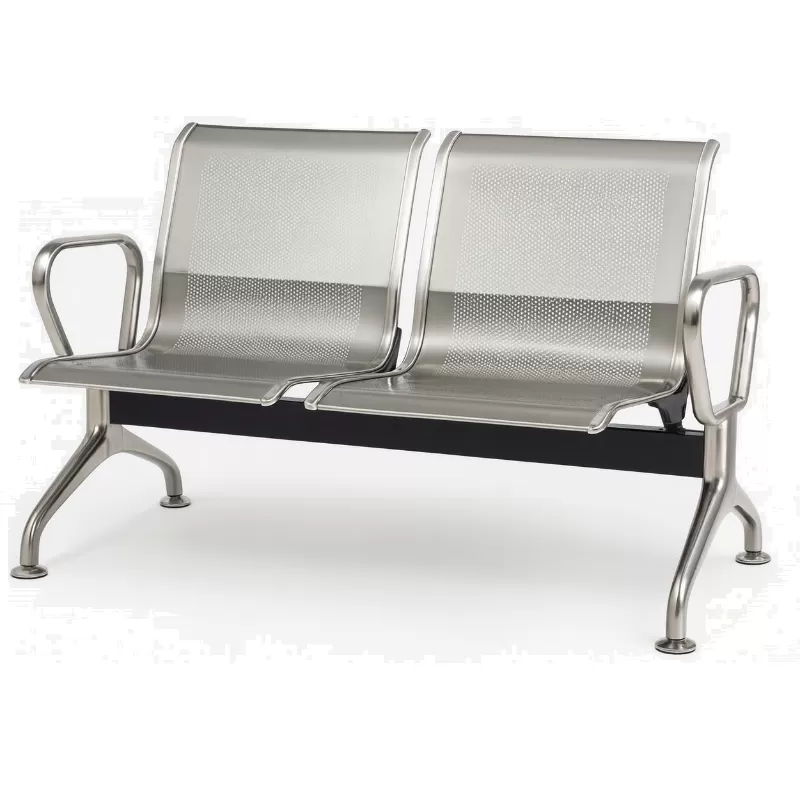 Longarina Aeroporto Premium Aço Inox 2 Lugares