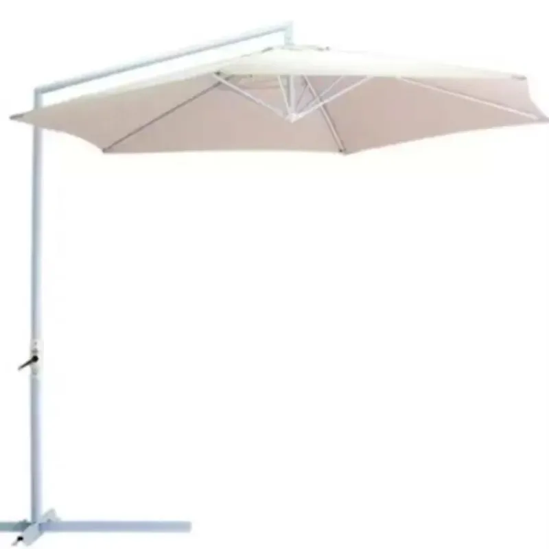 Ombrelone Summer - Lateral Redondo Fixo 3,00 M | Haste Branca - Cobertura Bege