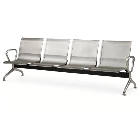 Longarina Aeroporto Premium Aço Inox 4 Lugares