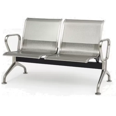 Longarina Aeroporto Premium Aço Inox 2 Lugares